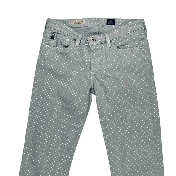 Adriano Goldschmied Jeans Women 26 Gray Polka Dot Stevie Slim Ankle Straight Leg - Picture 2 of 15